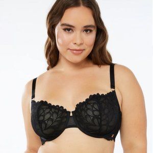 NWOT Savage X Fenty Not Sorry Unlined Lace Balconette Bra in Black, 38DD